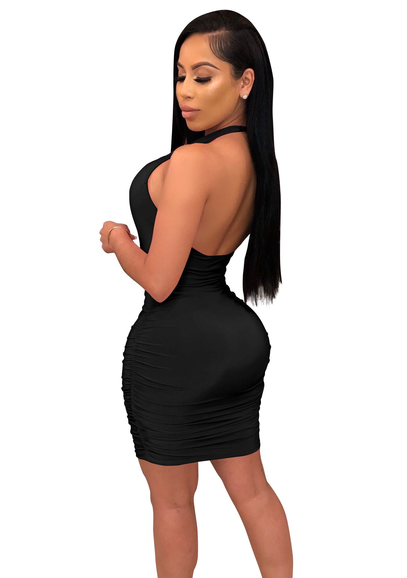 Sexy Lace Up Hollow Out Sleeveless Backless Bodycon Dress Mini Dress
