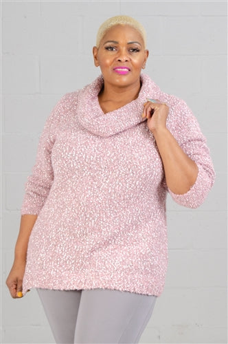 Marled Yarn Cowlneck PlusSize Sweater