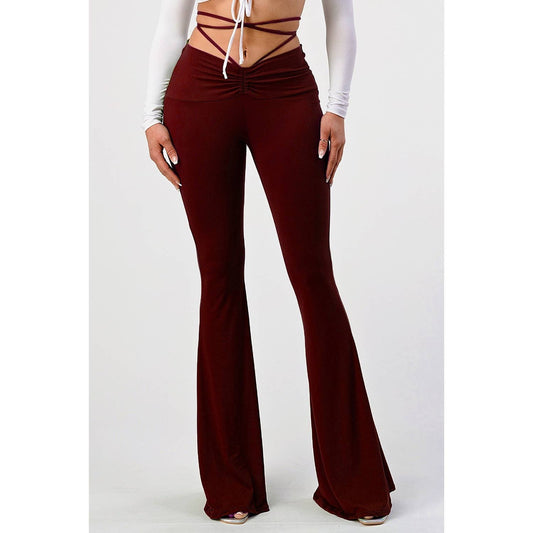 Mid Rise Flare Pants with Wrap Around String