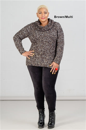 Marled Yarn Cowlneck PlusSize Sweater