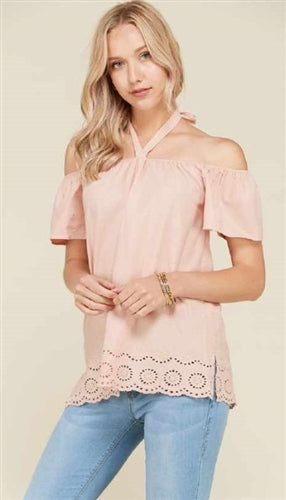 Off-shoulder Cutout Hem Top