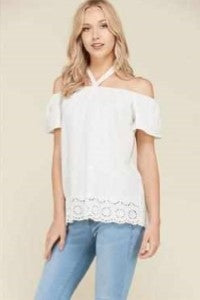 Off-shoulder Cutout Hem Top