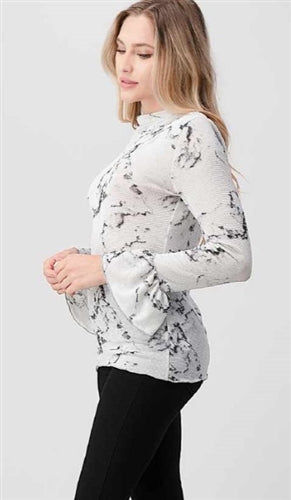 Print Bell Sleeve Blouse