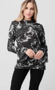 Print Bell Sleeve Blouse